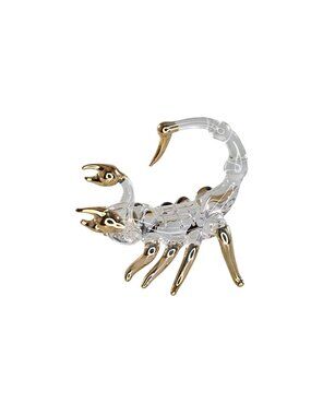 Klima Glass Scorpion Miniature Figurine With 22K Gold Accents Handcrafted Clear